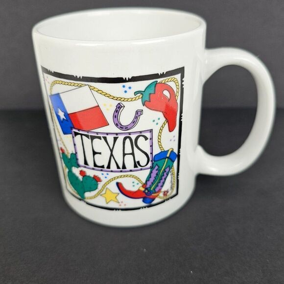 Vintage Linyi Ceramic Coffee Cup Mug Texas Western Cowboy Cowgirl Rodeo Ranch - Picture 12 of 12